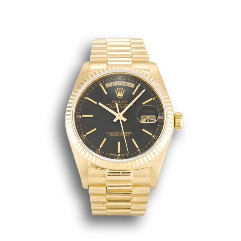 Rolex Day-Date Black Dial Gold Watch