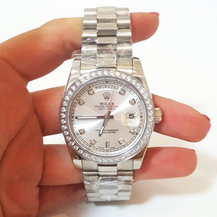 Rolex Day-Date Platinum Silver Watch