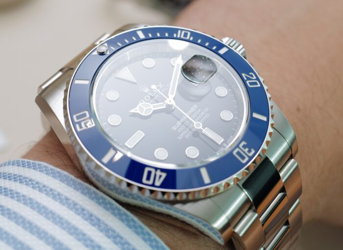 Rolex Submariner Date Silver Blue Black Dial Watch