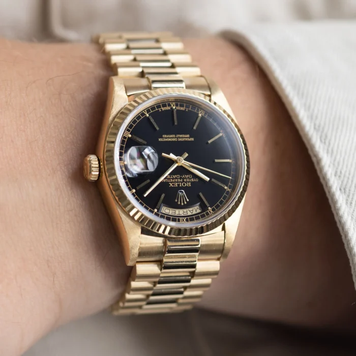 Rolex Day-Date Black Dial Gold Watch