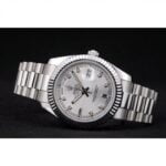 Rolex DayDate Stainless Steel Ribbed Bezel Silver Dial 41995 Watch