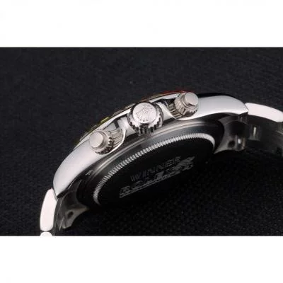 ROLOX Daytona Cosmograph Rainbow Crystals Bezel Stainless Steep Strap Black Dial 80250 watch